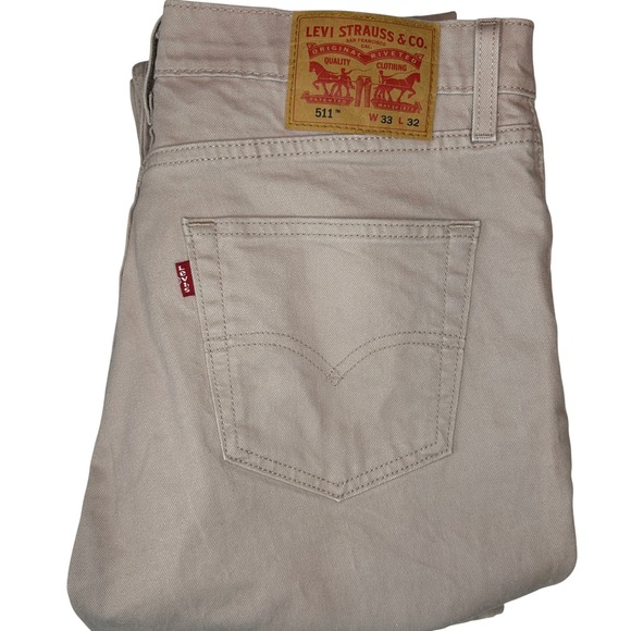 Levi's 511 Mens Salmon Pink Slim Fit Jeans W33 L32 Cotton Stretch straight leg - Picture 1 of 5